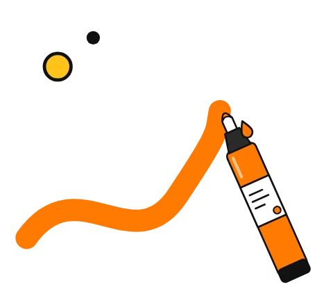 Illustration of an acrylic paint marker drawing a bold stroke