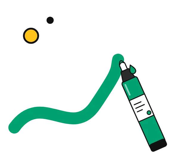 Green paint markers: illustration of an acrylic paint marker drawing a bold stroke