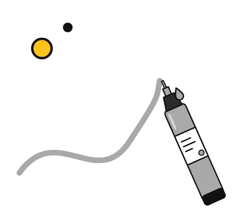 Illustration of an acrylic paint marker drawing a bold stroke