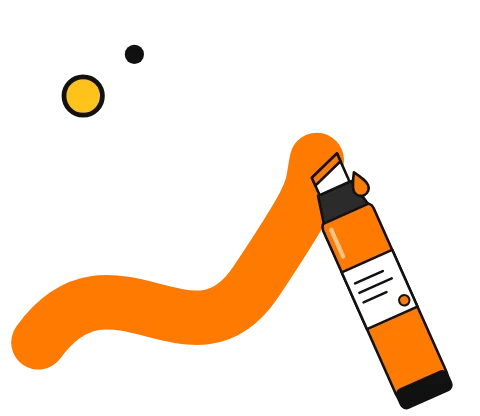 Illustration of an acrylic paint marker drawing a bold stroke