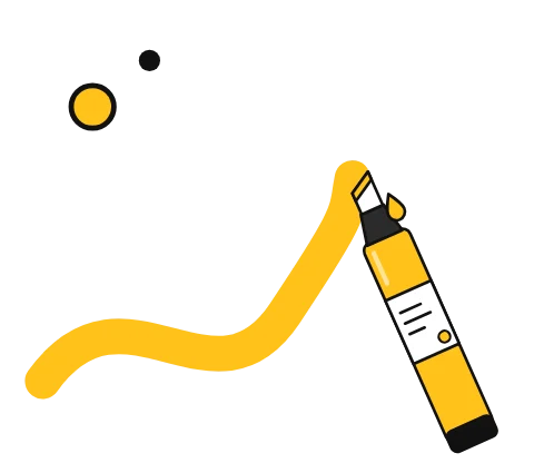 Illustration of an acrylic paint marker drawing a bold stroke