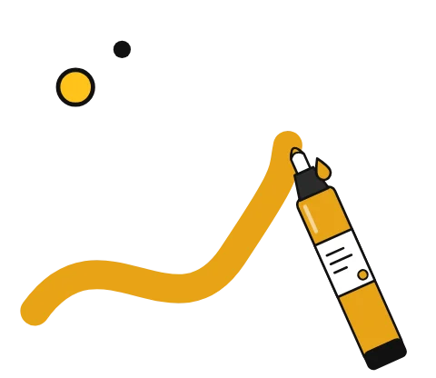 Illustration of an acrylic paint marker drawing a bold stroke