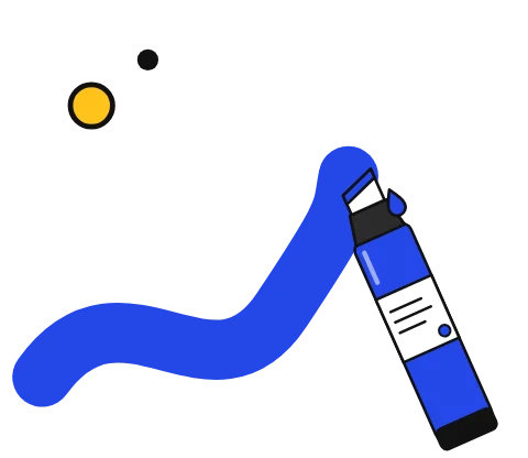 Illustration of an acrylic paint marker drawing a bold stroke