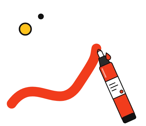 Illustration of an acrylic paint marker drawing a bold stroke