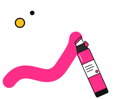 Illustration of an acrylic paint marker drawing a bold stroke