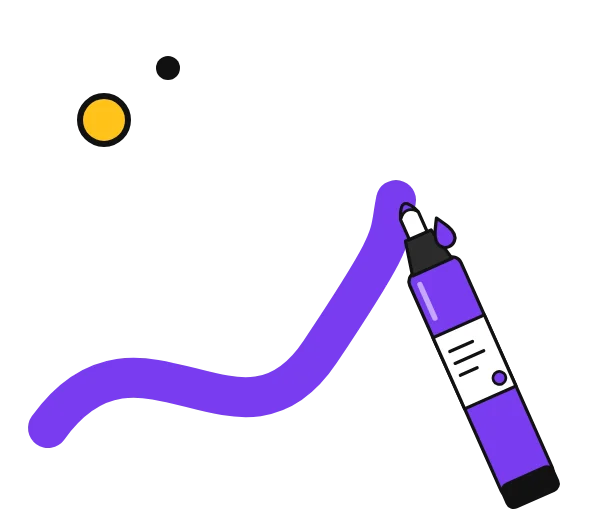Posca colors: illustration of an acrylic paint marker drawing a bold stroke