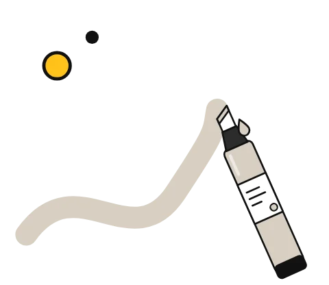 Illustration of an acrylic paint marker drawing a bold stroke