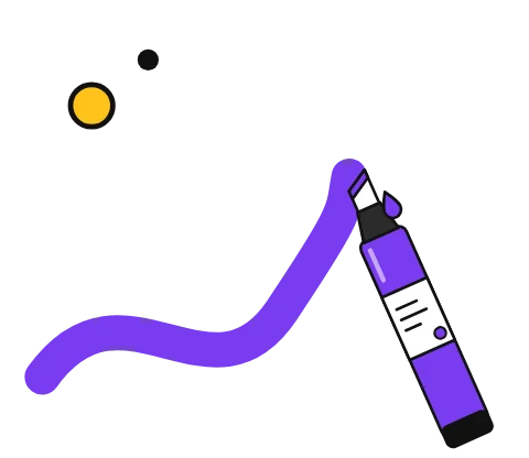 Illustration of an acrylic paint marker drawing a bold stroke