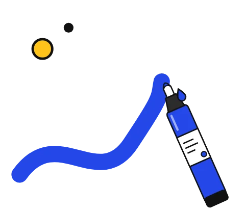 Illustration of an acrylic paint marker drawing a bold stroke