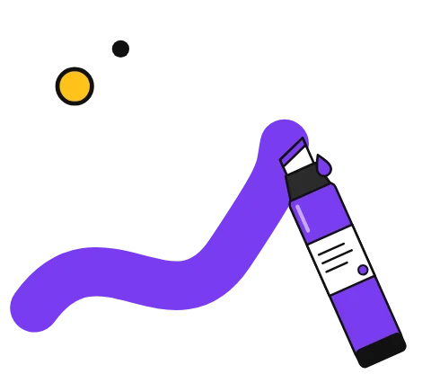 Illustration of an acrylic paint marker drawing a bold stroke