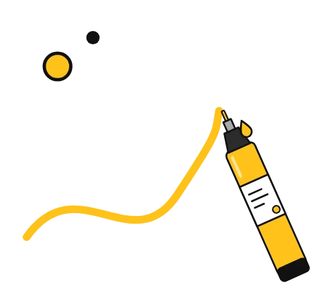 Illustration of an acrylic paint marker drawing a bold stroke