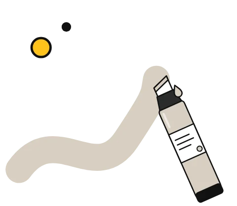Illustration of an acrylic paint marker drawing a bold stroke