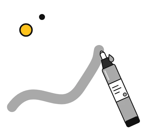 Illustration of an acrylic paint marker drawing a bold stroke