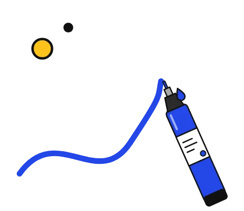 Illustration of an acrylic paint marker drawing a bold stroke