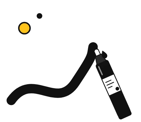 Illustration of an acrylic paint marker drawing a bold stroke