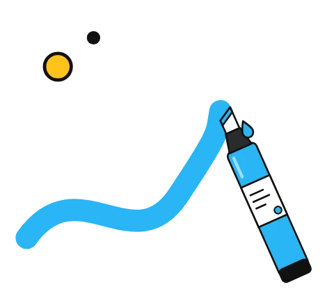 Illustration of an acrylic paint marker drawing a bold stroke