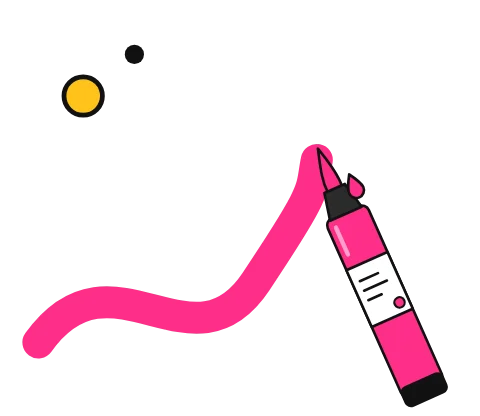 Illustration of an acrylic paint marker drawing a bold stroke