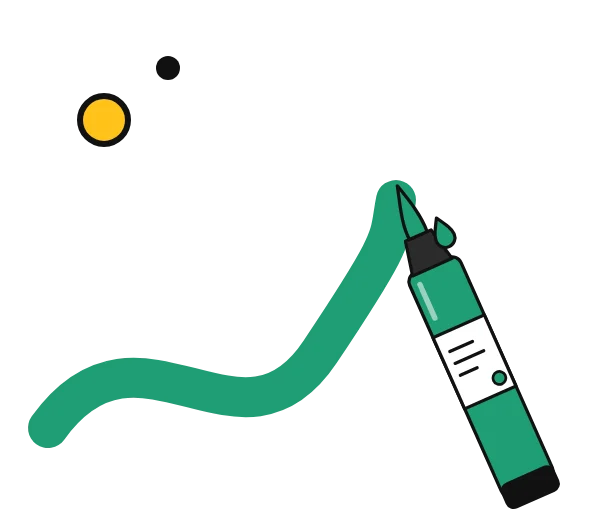 Doloha acrylic marker, and what to compare it with: illustration of an acrylic paint marker drawing a bold stroke