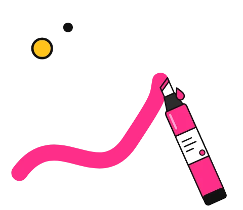 Illustration of an acrylic paint marker drawing a bold stroke
