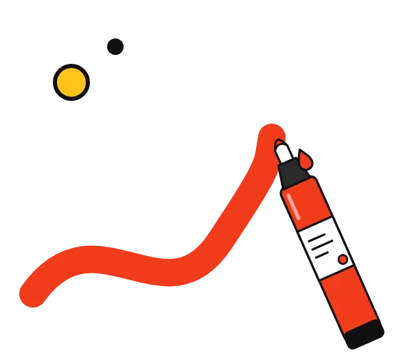Ironlak paint markers, and similar pump markers: illustration of an acrylic paint marker drawing a bold stroke