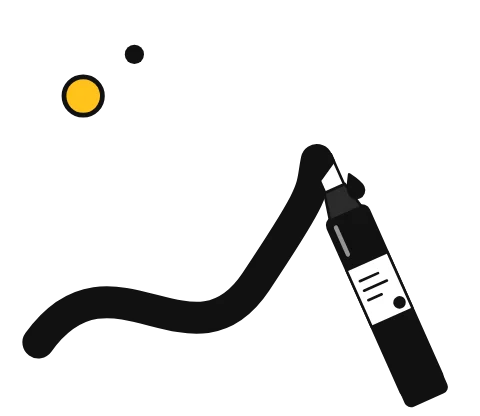 Illustration of an acrylic paint marker drawing a bold stroke