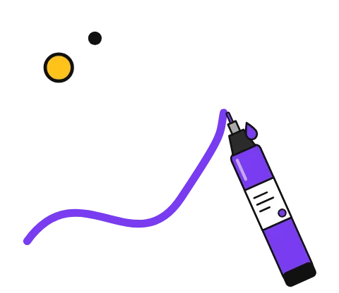 Illustration of an acrylic paint marker drawing a bold stroke