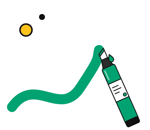 Illustration of an acrylic paint marker drawing a bold stroke