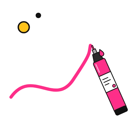 Illustration of an acrylic paint marker drawing a bold stroke