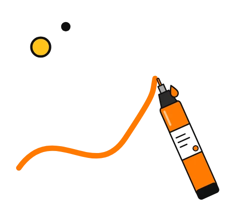 Illustration of an acrylic paint marker drawing a bold stroke