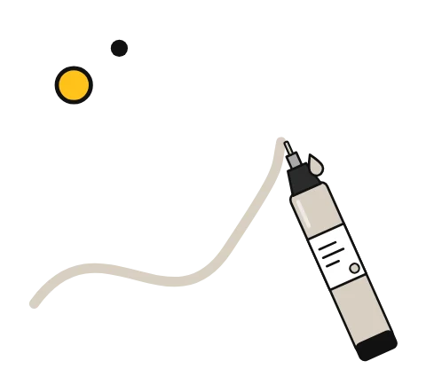 Illustration of an acrylic paint marker drawing a bold stroke