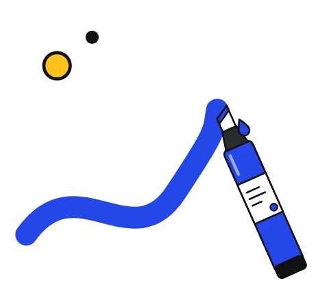 Illustration of an acrylic paint marker drawing a bold stroke