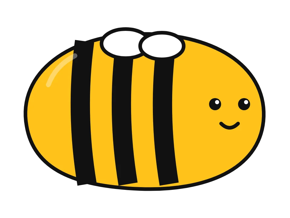 Bumblebee: painted rock design sketch, a striped bumblebee with white wings