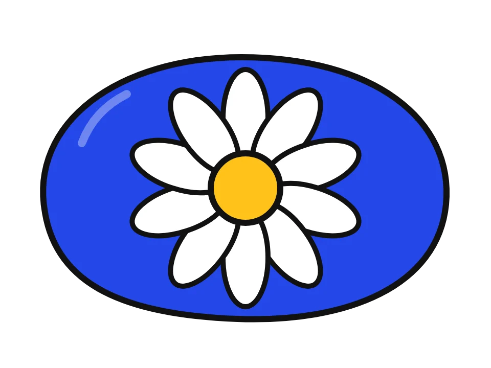 Daisy: painted rock design sketch, a white daisy with a yellow center