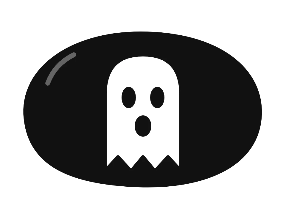 Classic ghost on black: painted rock design sketch, a white ghost on a black rock