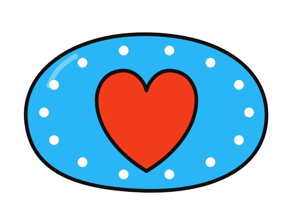 Rainbow heart: painted rock design sketch, a red heart surrounded by white dots