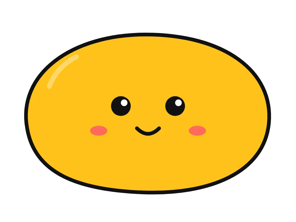 Pebble smiley: painted rock design sketch, a cute smiling face with rosy cheeks