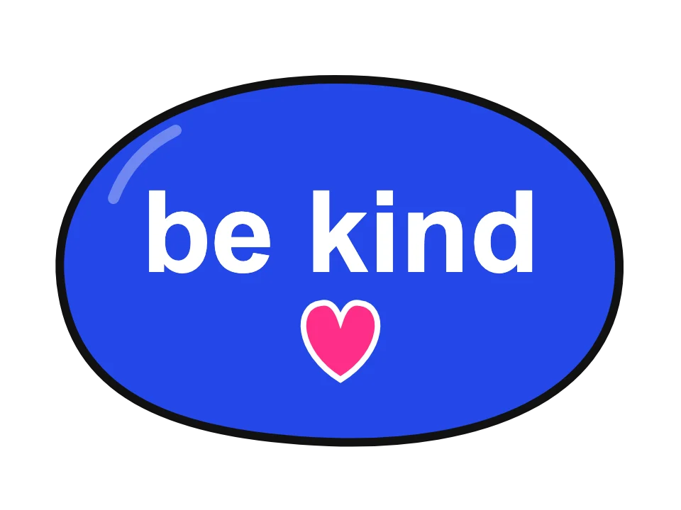 Conversation heart rock: painted rock design sketch, the words be kind with a pink heart