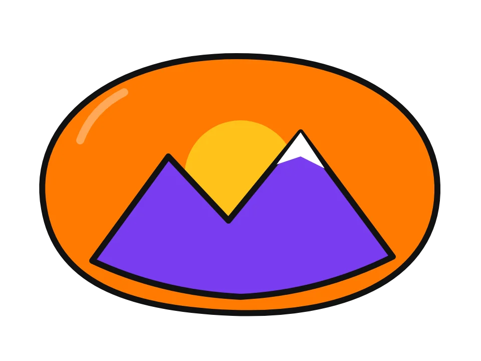 Buck silhouette at sunset: painted rock design sketch, a sunset landscape with a sun and purple mountains