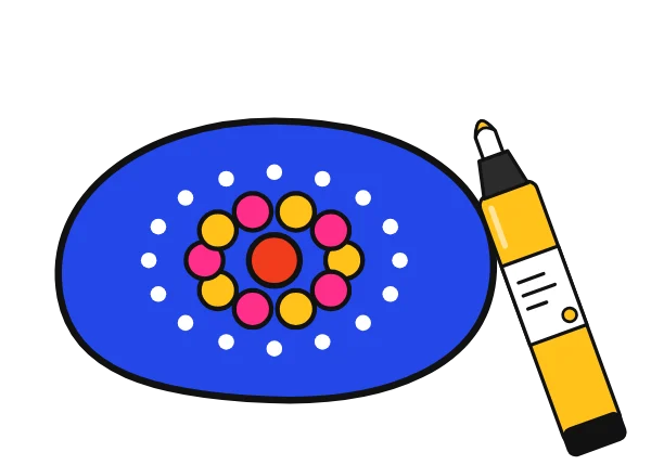 Deer painted rocks: illustration of a painted rock with a dotted flower design and a paint marker