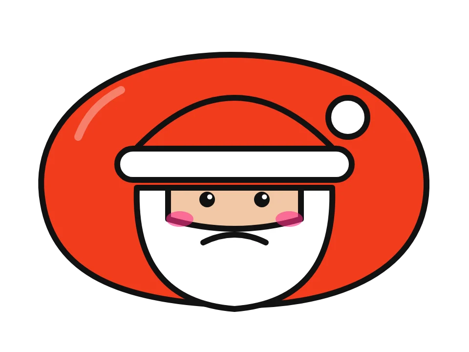Santa face: painted rock design sketch, a Santa face with a red hat, white beard and rosy cheeks