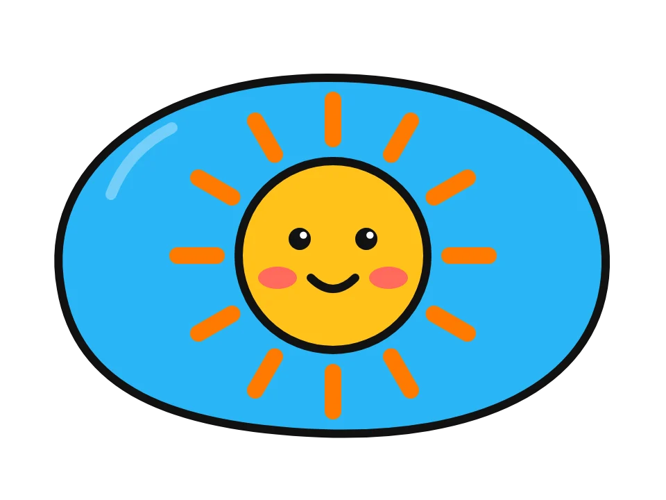 Smiling sun: painted rock design sketch, a smiling sun with orange rays