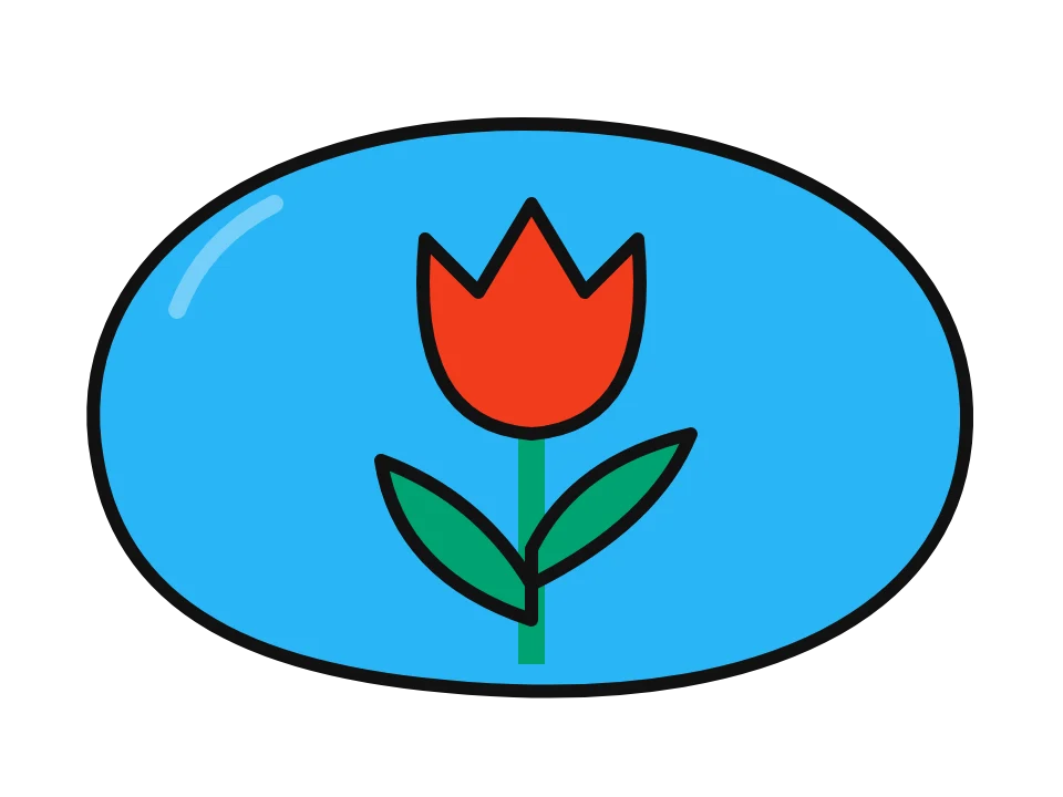 Tulip: painted rock design sketch, a red tulip with a green stem and leaves