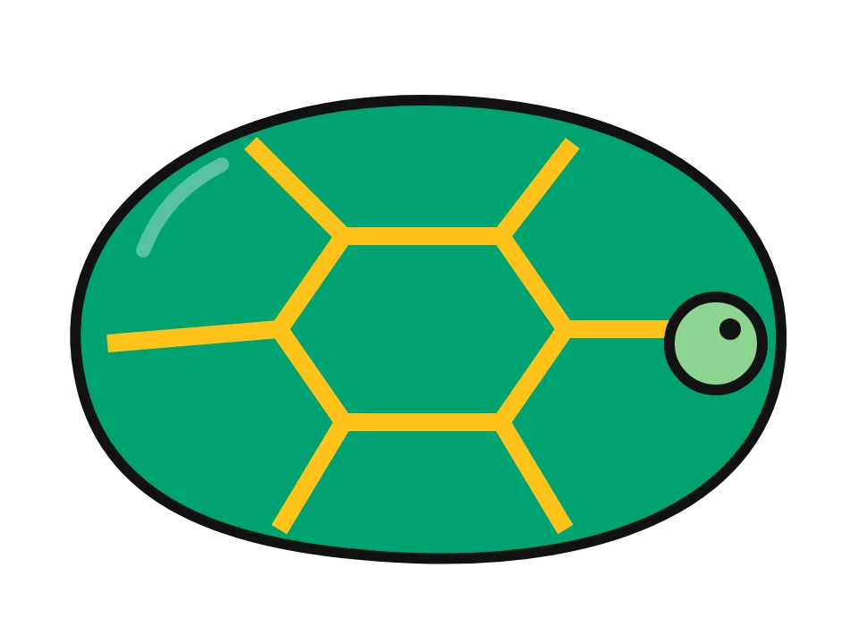 Garden turtle boulder: painted rock design sketch, a turtle shell pattern with a little turtle head