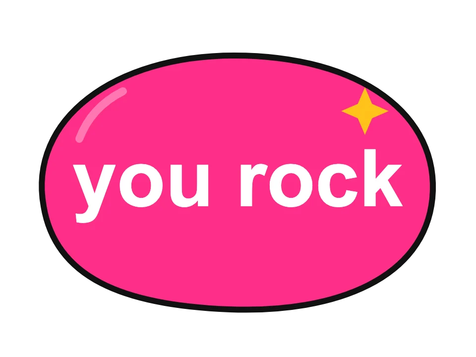 You rock pun: painted rock design sketch, the words you rock with a yellow star